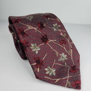 ERMENEGILDO ZEGNA Red Floral Silk Tie.